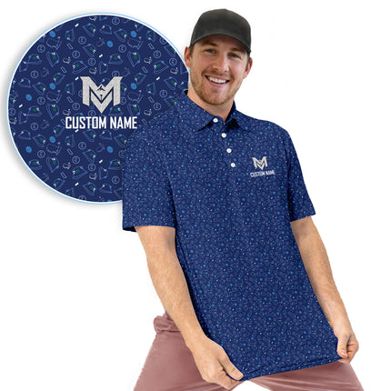 Personalized Name Golf Polo Shirt – Custom Pattern Polo for Men – Stylish Casual Golf Shirt