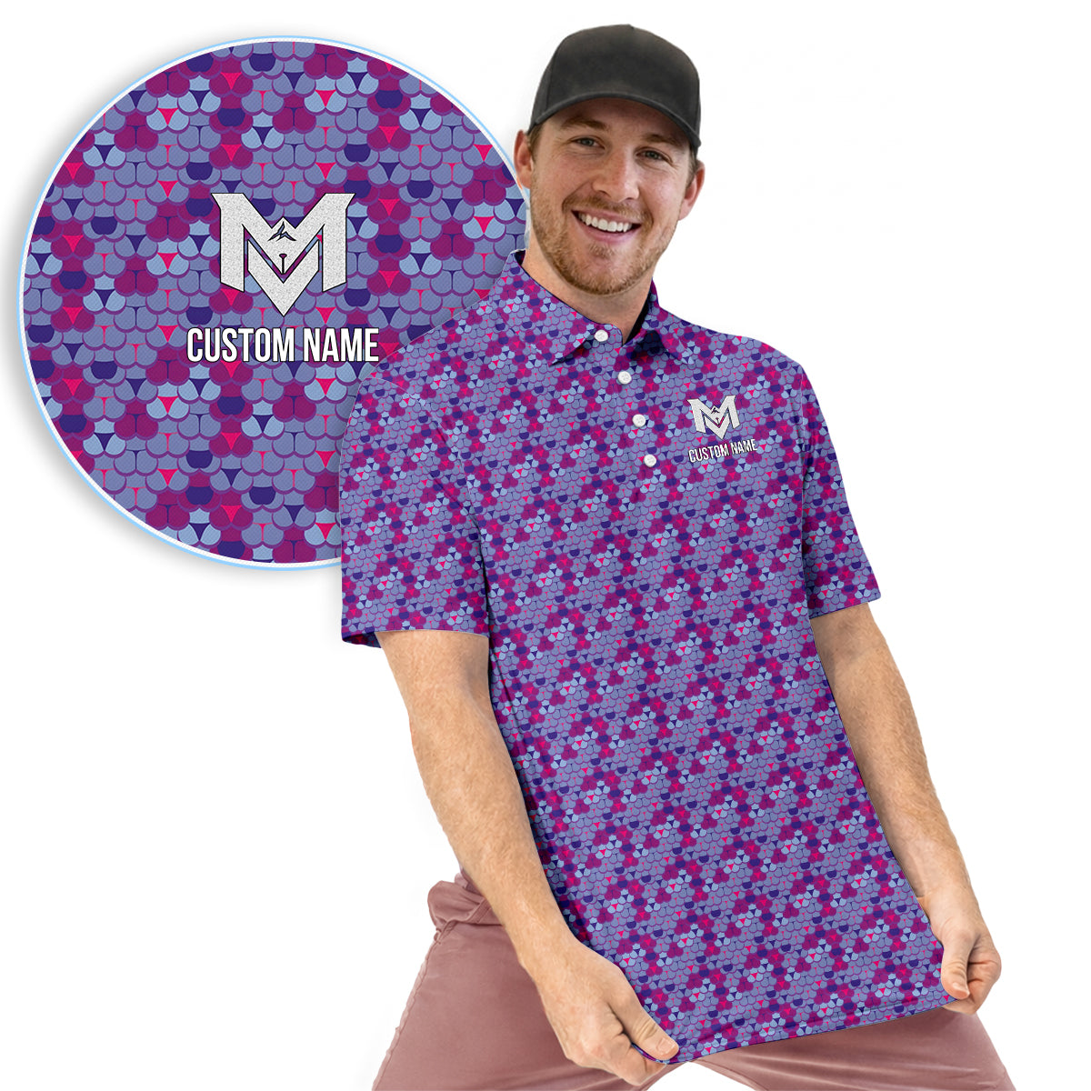Personalized Men's Polo Shirt – Custom Pattern Golf Polo for Men – Unique Casual Sport Shirt