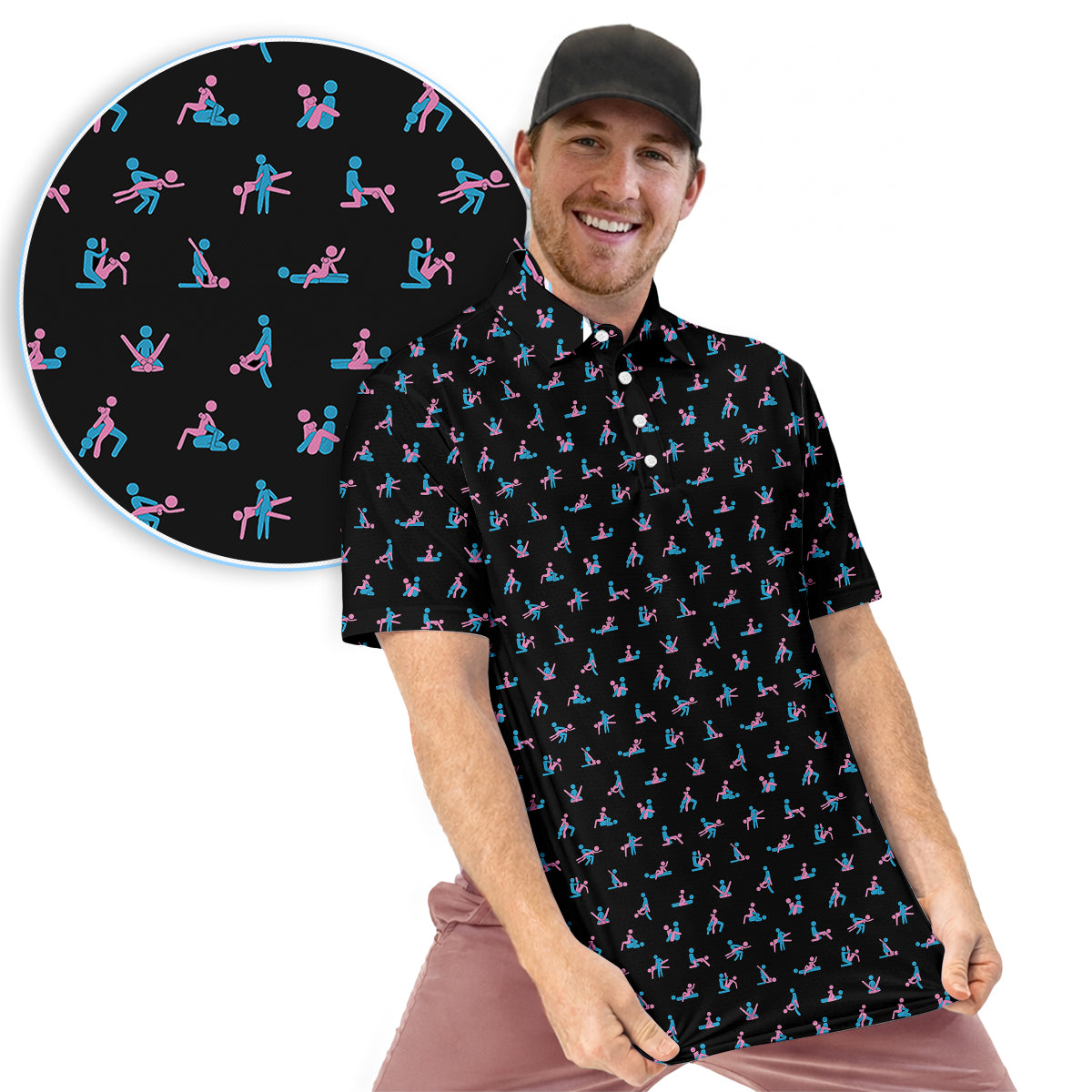 Funny Golf Polo Shirt Adult Humor Pattern Men Casual Golf Shirt