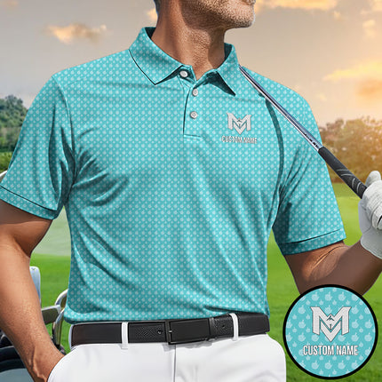 Light Blue Funny Golf Hand Gesture Polo Shirt for Men All Over Print Performance Golf Polo Lightweight Breathable Golf Apparel