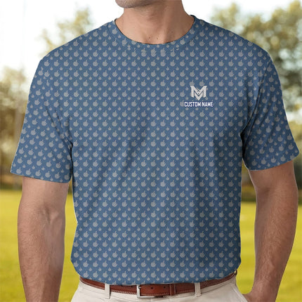 Personalized Monogram Golf Polo Shirt for Men All Over Print Funny Golf Pattern Performance Golf Shirt Golfer Gift