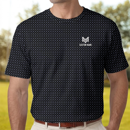 Black Funny Golf Hand Gesture Polo Shirt for Men All Over Print Performance Golf Polo Lightweight Breathable Golf Apparel