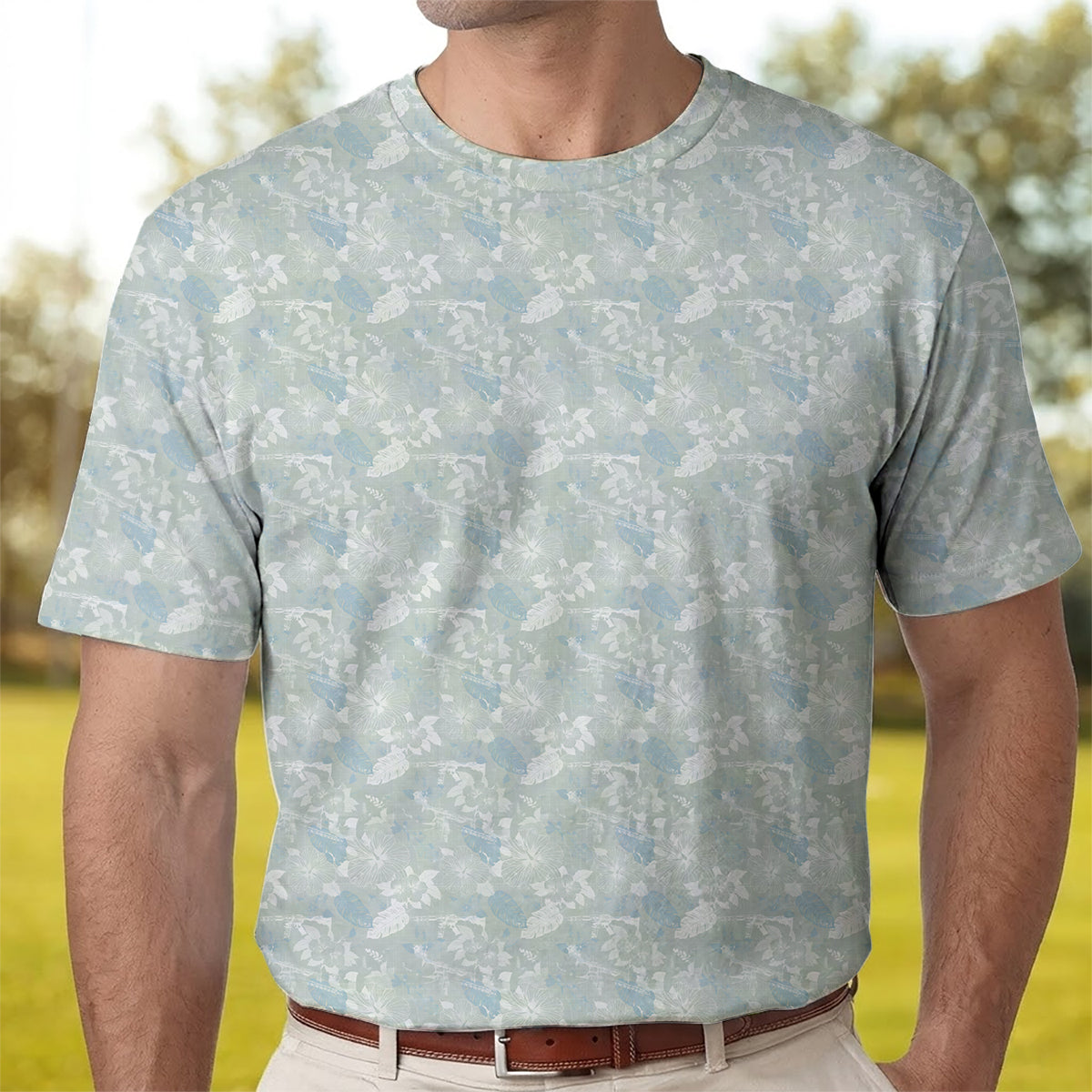Men’s Hawaiian Style Golf Polo Shirt, Tropical Floral & Island Pattern Golf Shirt, Lightweight Summer Golf Polo for Golfers, Golf Vacation Shirt