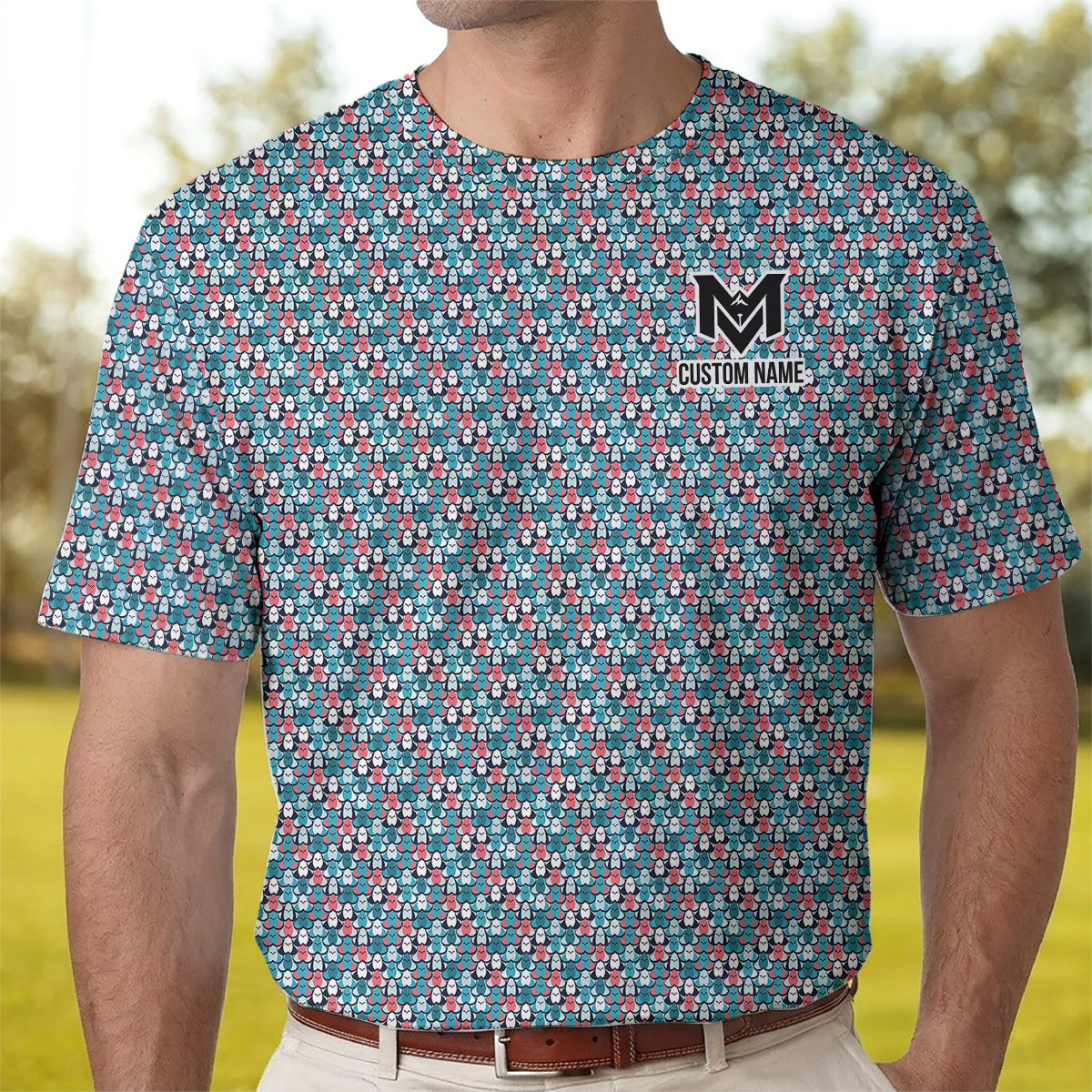 Personalized Boob Pattern Golf Men's Polo Shirt – Custom Name Funny Body Positive Polo