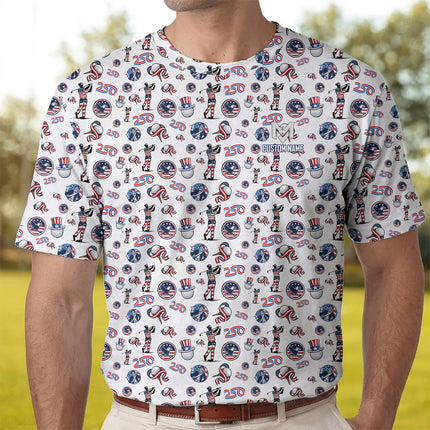 USA 250 Years Patriotic Golf Polo Shirt for Men American Flag Golfer All Over Print Performance Golf Shirt Semiquincentennial 1776–2026