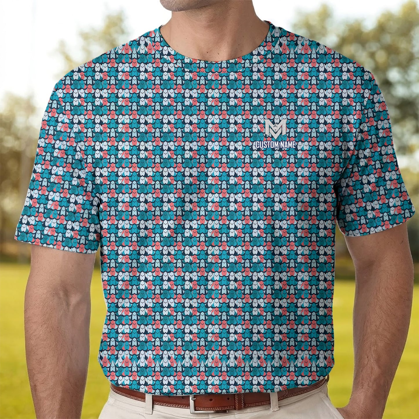 Personalized  Funny Golf Ball Pattern Polo Shirt for Men Colorful All Over Print Performance Golf Polo Lightweight Breathable Golf Apparel Golfer Gift