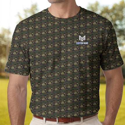 Camo Golf Polo Shirt for Men Camouflage All Over Print Performance Golf Shirt Lightweight Breathable Golf Apparel Golfer Gift
