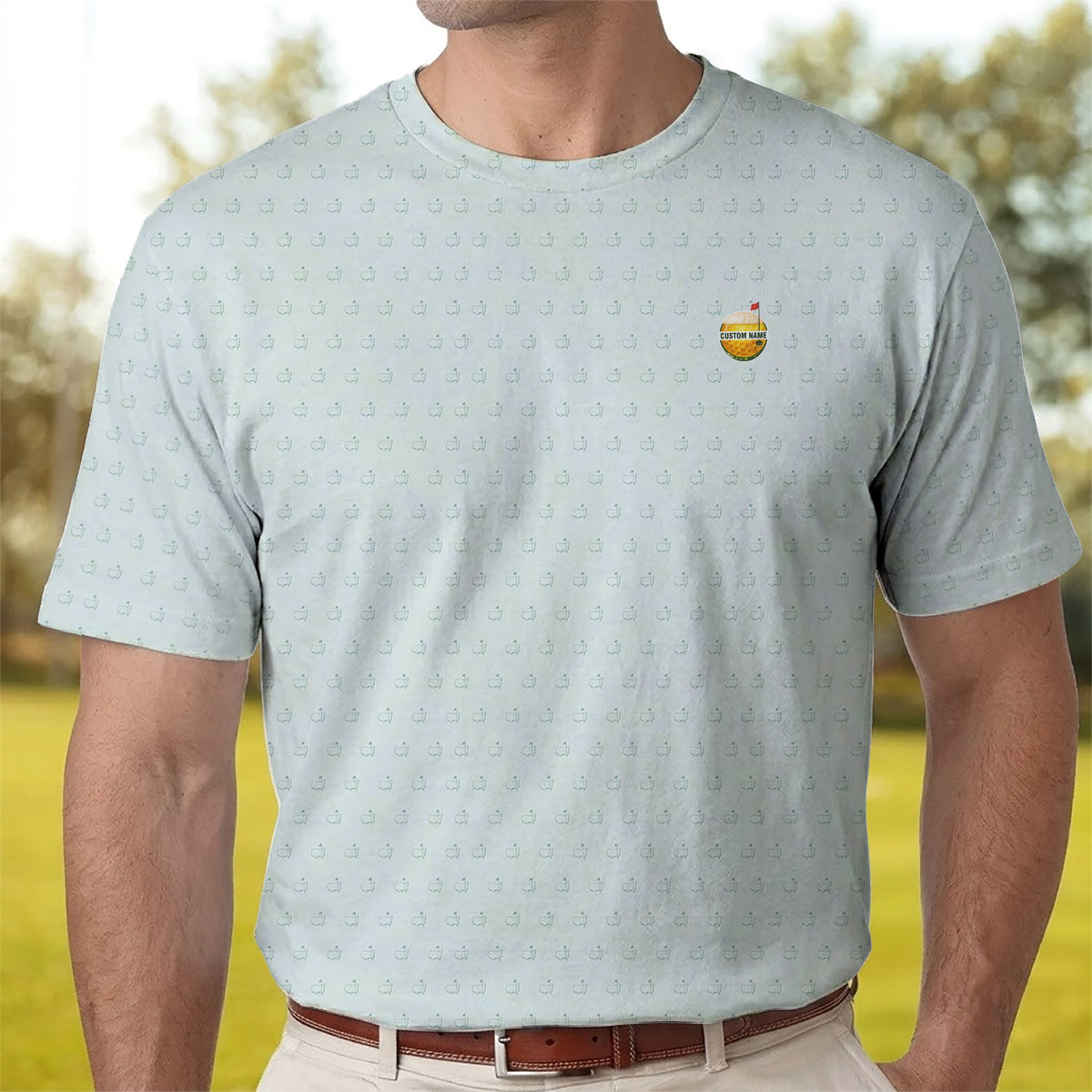 Personalized Custom Name Masters Golf Icon Pattern Polo Shirt for Men Stylish Golf Apparel