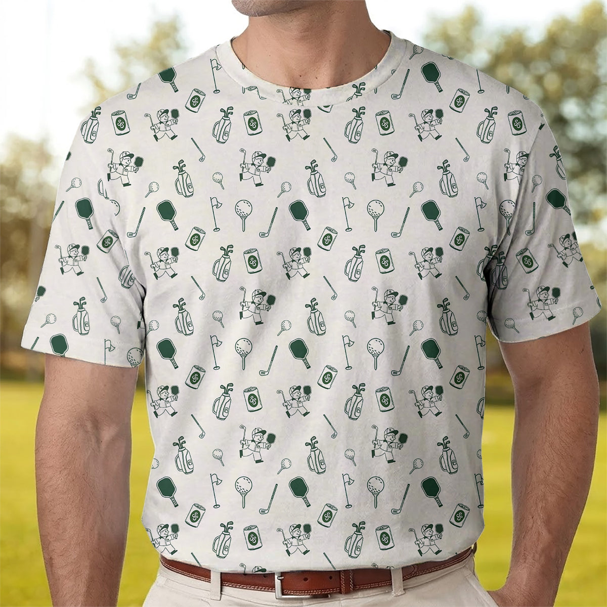 Funny Pickleball Golf Polo Shirt for Men – Pickleball & Golf Pattern Performance Polo, Lightweight Breathable Novelty Sports Polo