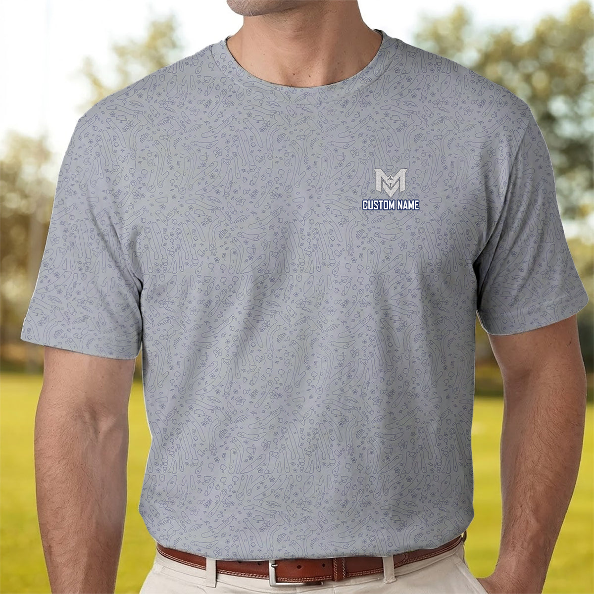 Personalized Funny Golf Doodle Pattern Polo Shirt for Men Minimalist All Over Print Performance Golf Polo Lightweight Breathable Golf Shirt