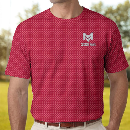 Red Funny Golf Hand Gesture Polo Shirt for Men All Over Print Performance Golf Polo Lightweight Breathable Golf Apparel