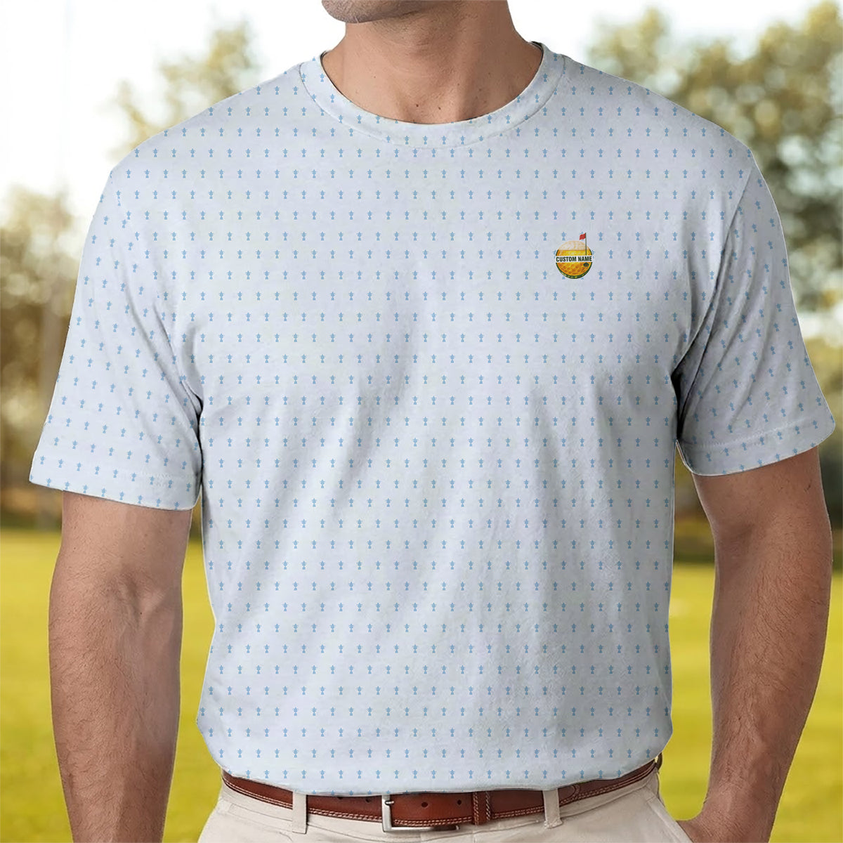 Personalized Custom Name Minimal Golf Trophy Pattern Polo Shirt for Men Stylish Golf Apparel