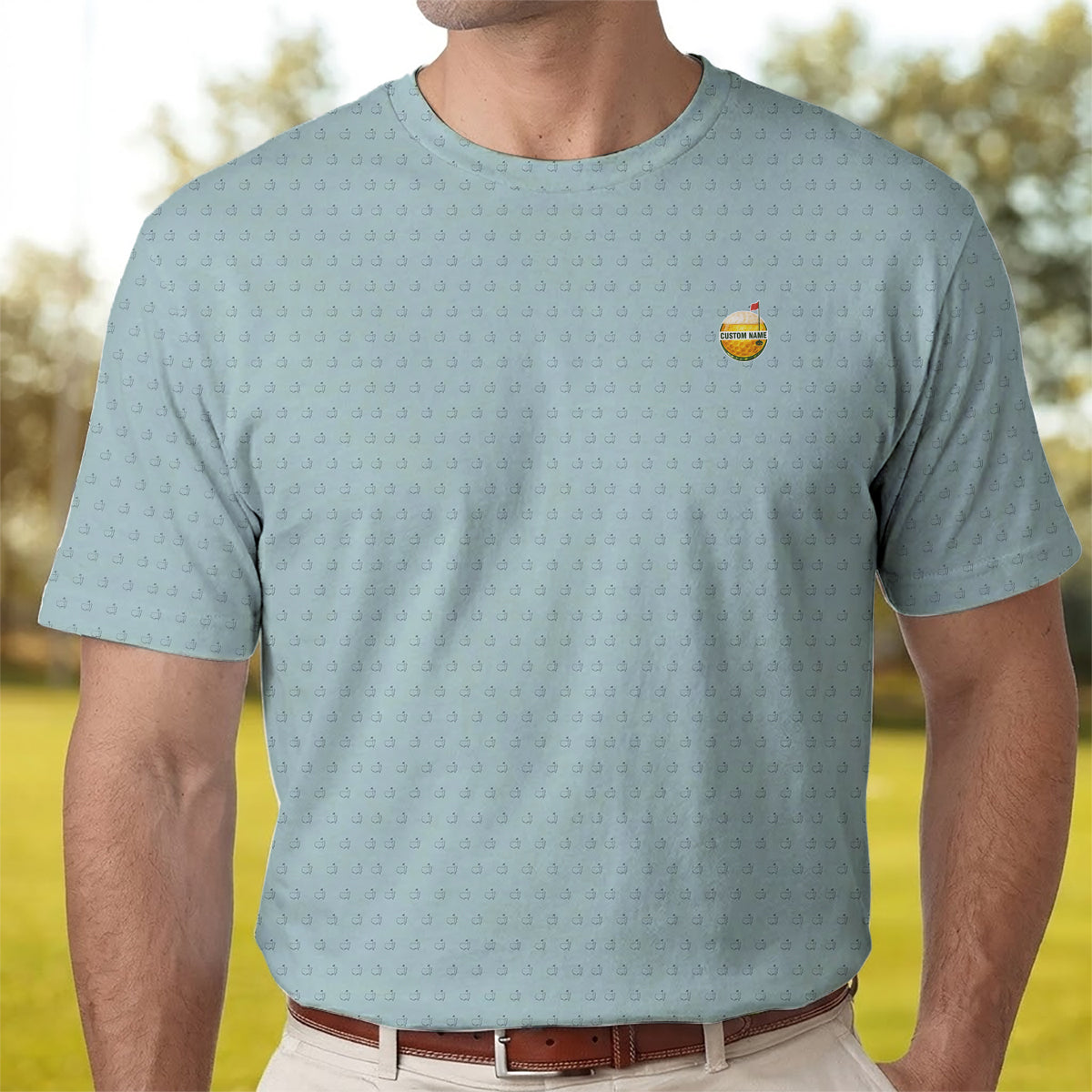 Personalized Golf Polo Shirt for Men – Custom Name Golf Ball Pattern Polo, Breathable Performance Golf Shirt, Unique Gift for Golfers