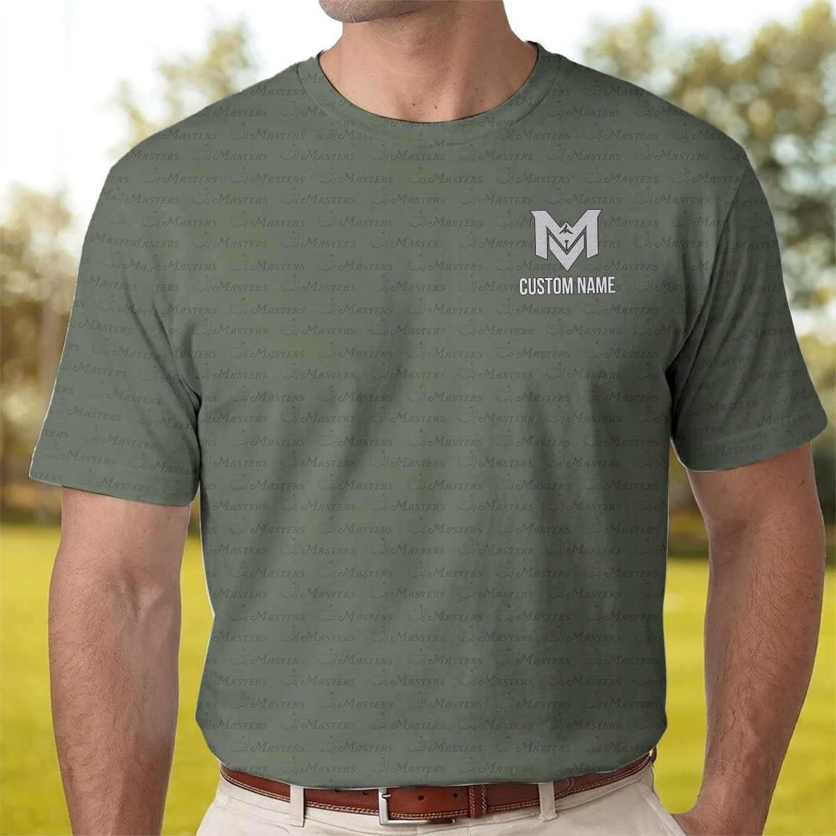 Personalized Masters Golf Pattern Polo Shirt for Men – Custom Name Golf Polo – Unique Casual Sport Shirt