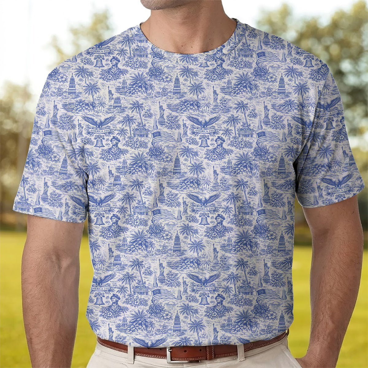 America 250 Patriotic Golf Polo Shirt for Men 1776-2026 USA Independence Anniversary All Over Print Golf Shirt Patriotic American Eagle Golf Polo