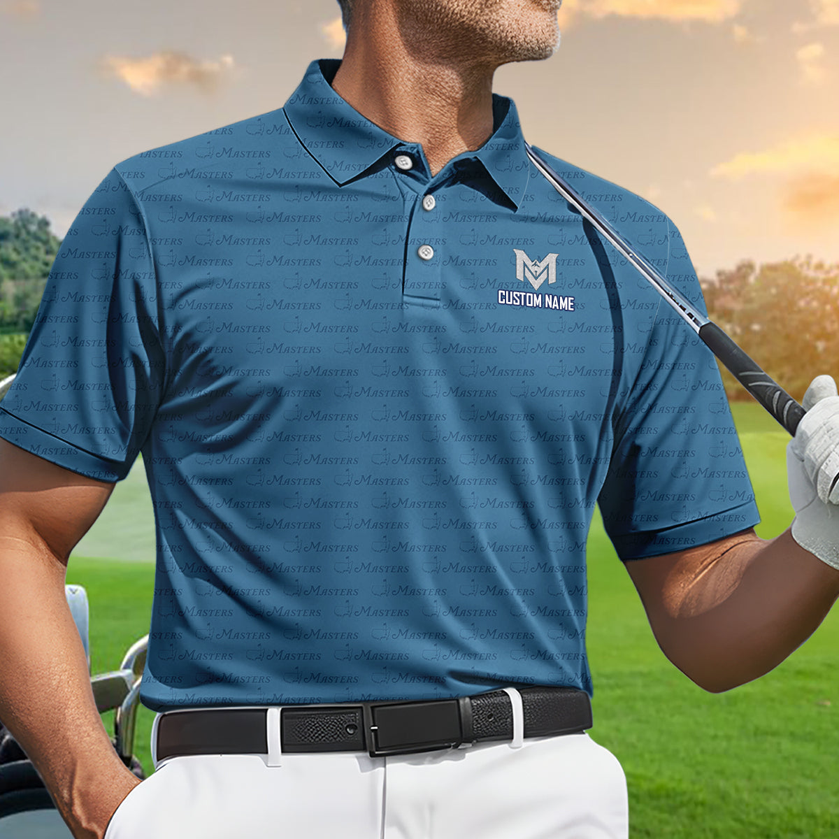 Personalized Masters Style Golf Polo Shirt for Men Classic Tournament Pattern Performance Golf Polo Lightweight Breathable Golf Apparel