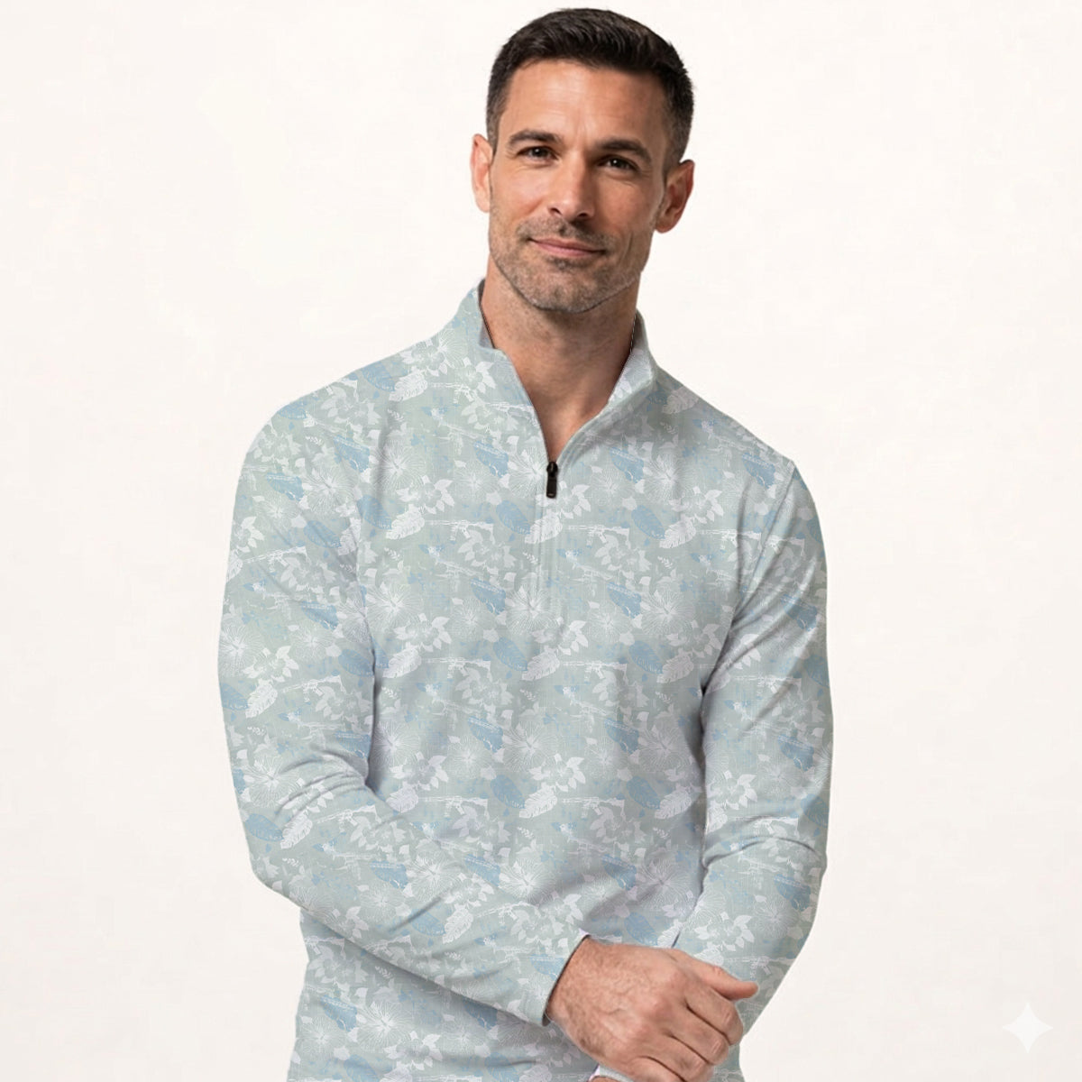 Men’s Hawaiian Style Golf Polo Shirt, Tropical Floral & Island Pattern Golf Shirt, Lightweight Summer Golf Polo for Golfers, Golf Vacation Shirt