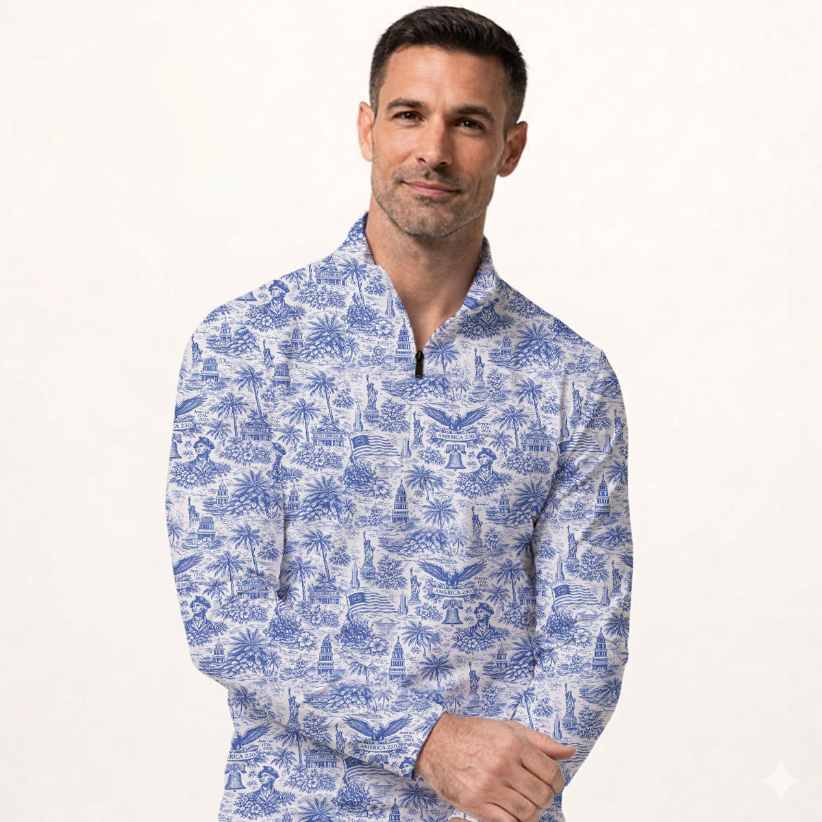America 250 Patriotic Golf Polo Shirt for Men 1776-2026 USA Independence Anniversary All Over Print Golf Shirt Patriotic American Eagle Golf Polo