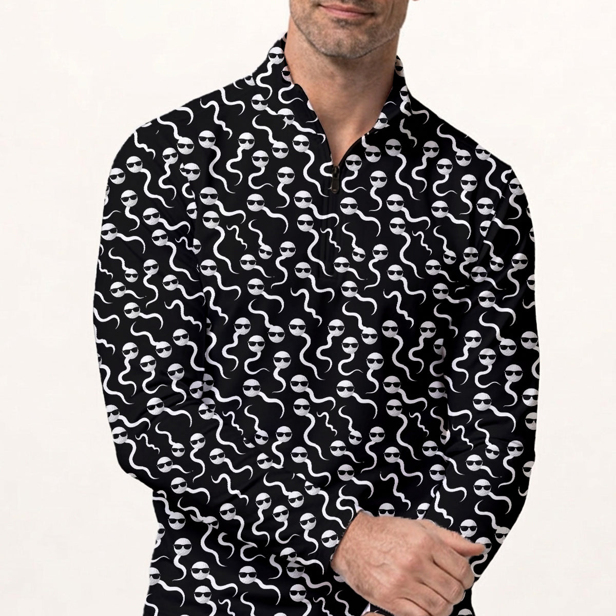 Funny Golf Polo Shirt Cool Sperm Pattern Men’s Golf Shirt