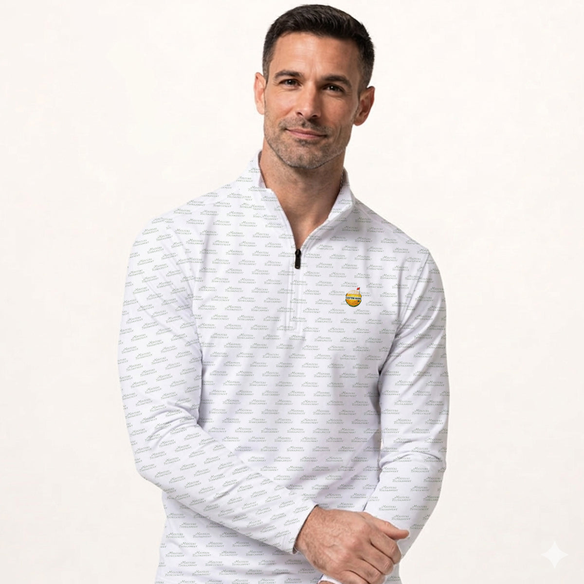 Personalized Custom Name Minimal Text Pattern Golf Polo Shirt for Men Modern Golf Apparel