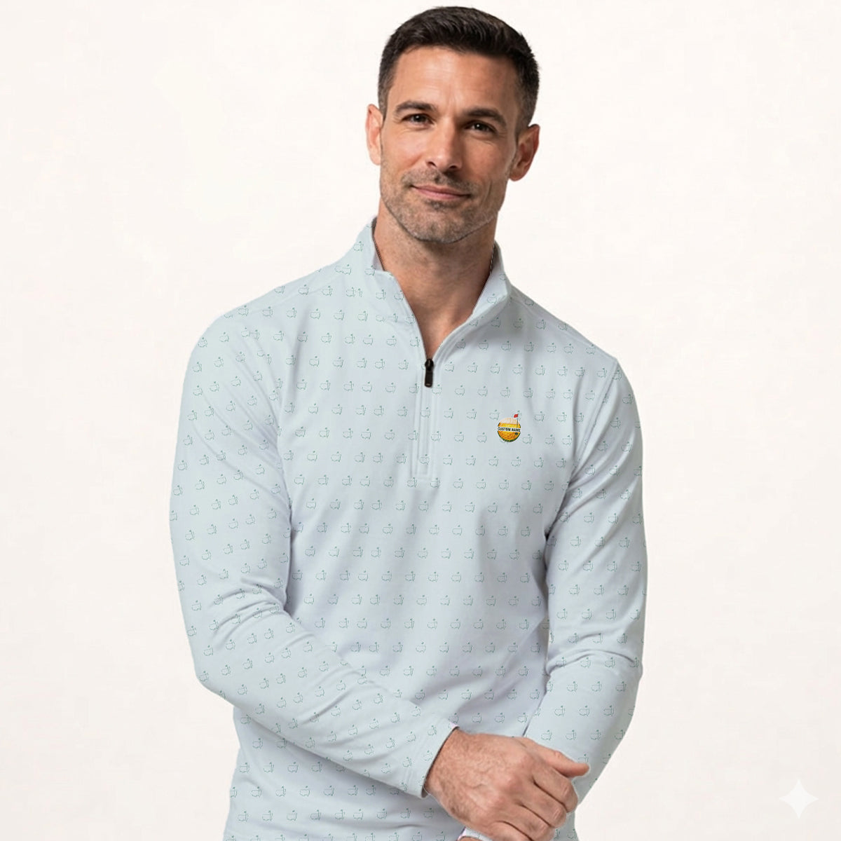 Personalized Custom Name Masters Golf Icon Pattern Polo Shirt for Men Stylish Golf Apparel