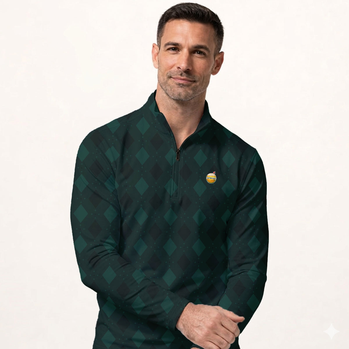 Personalized Custom Name Argyle Pattern Golf Polo Shirt for Men Classic Golf Apparel