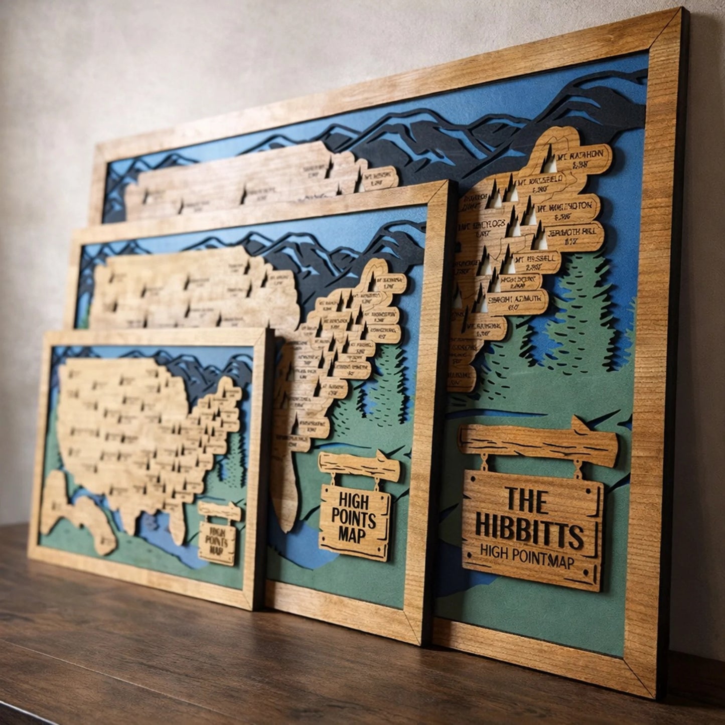 Highest Points In Each State Map, Highest Points Travel Map Tracker, Best Gifts For Hikers