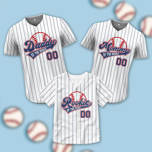 Personalized Daddy Mommy of the Rookie Baseball Jersey, Custom Name Number Rookie Family Matching Shirt, Rookie of the Year Birthday Boy