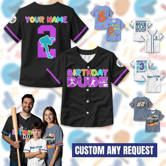Personalized Birthday Boy Baseball Jersey for Youth Kids, Custom Kids Birthday Gift Baseball Jersey, Baseball Number Tee Birthday Outfit