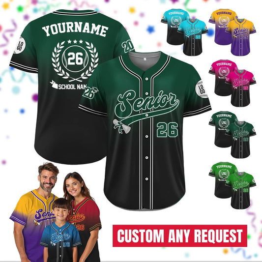 Custom Senior Shirt 2026 Baseball Jersey for Men Women Youth Kid, Custom Class of 2026 Family Graduation Shirt, Proud Family Shirt