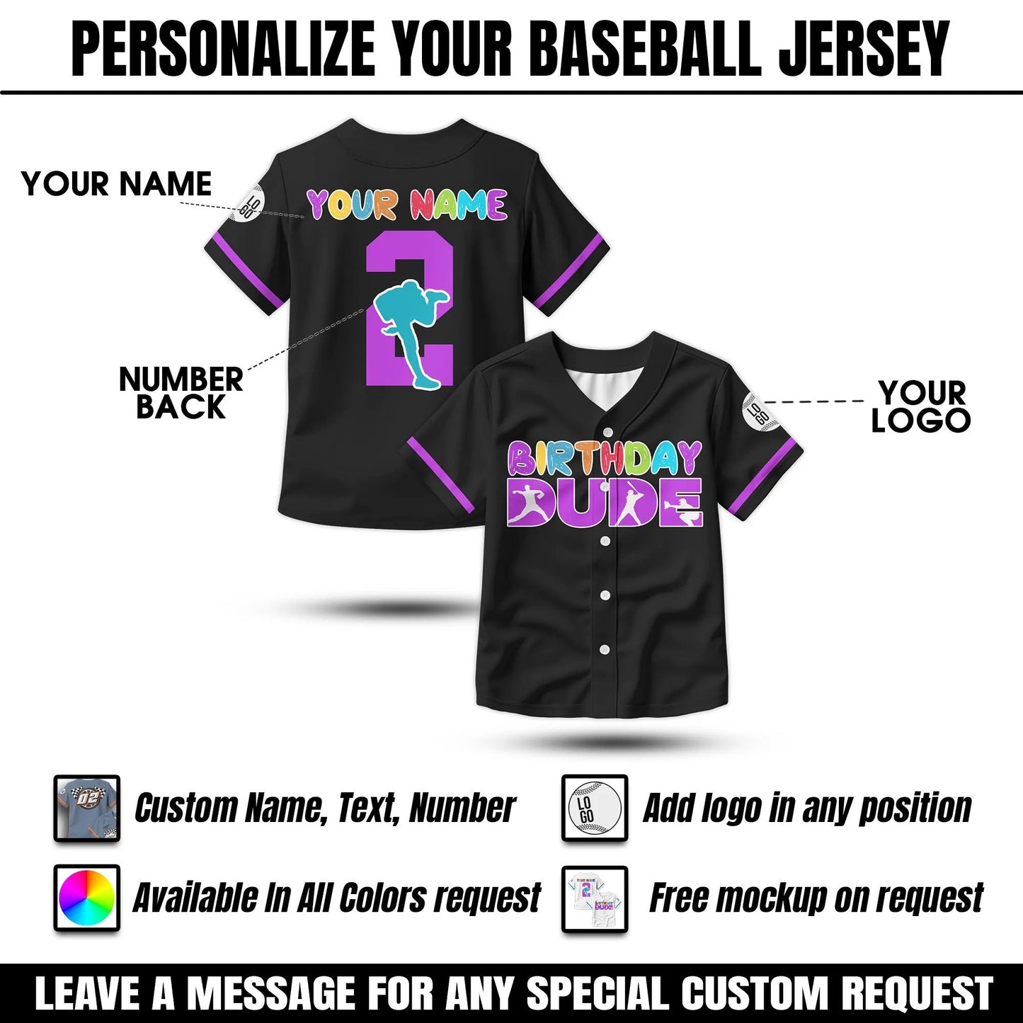 Personalized Birthday Boy Baseball Jersey for Youth Kids, Custom Kids Birthday Gift Baseball Jersey, Baseball Number Tee Birthday Outfit