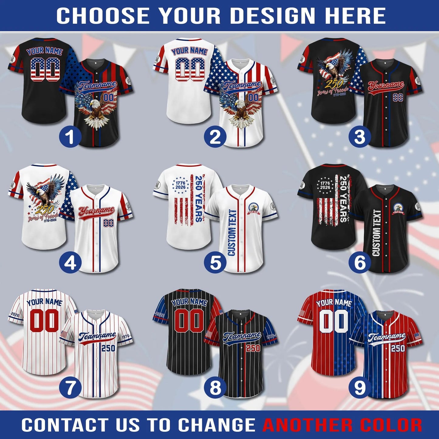 Custom Pinstripe 250th America Anniversary Baseball Jersey, Personalized 4th of July Gift for Baseball Lover, Patriotic Gift Shirt