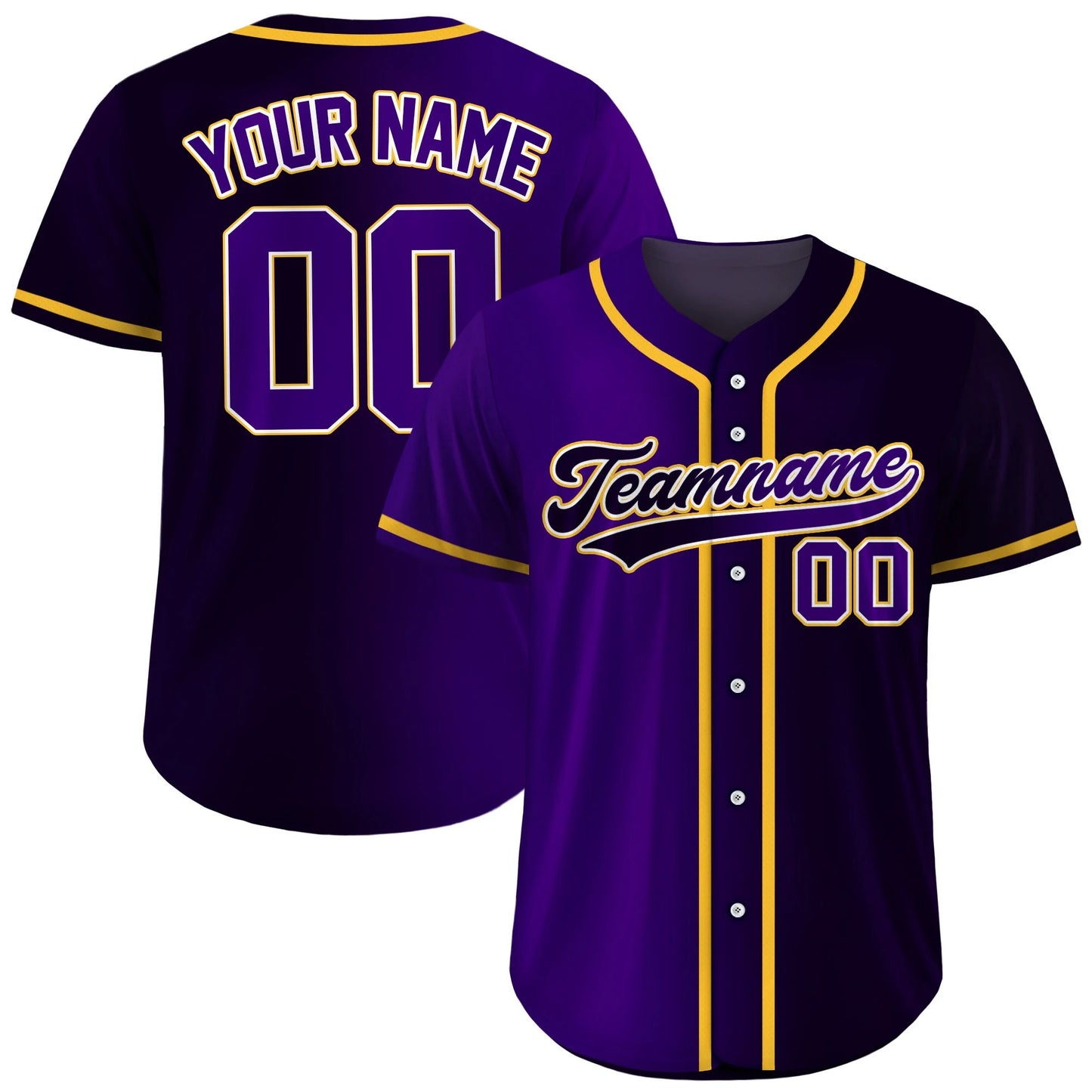 Custom Baseball Jersey Gradient With Teamname Name Number, Custom Jersey Shirt for Men Women Youth Kid, Gift for Baseball Fans Black Purple