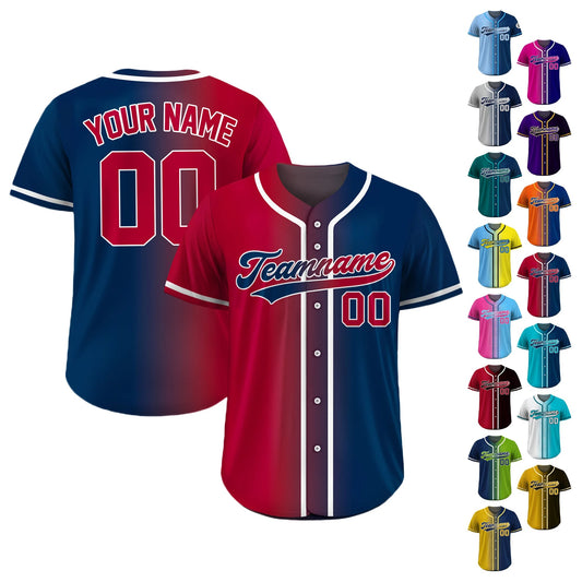 Custom Baseball Jersey Gradient With Teamname Name Number, Custom Jersey Shirt for Men Women Youth Kid, Gift for Baseball Navy Red