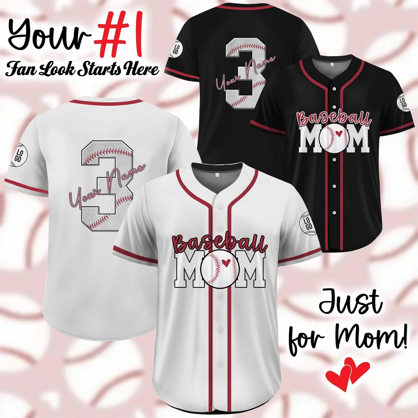 Custom Name & Number Baseball Mom Jersey, Personalized Mothers Day Baseball Jersey, Baseball Senior Mom Jersey, Happy Mothers Day Gifts
