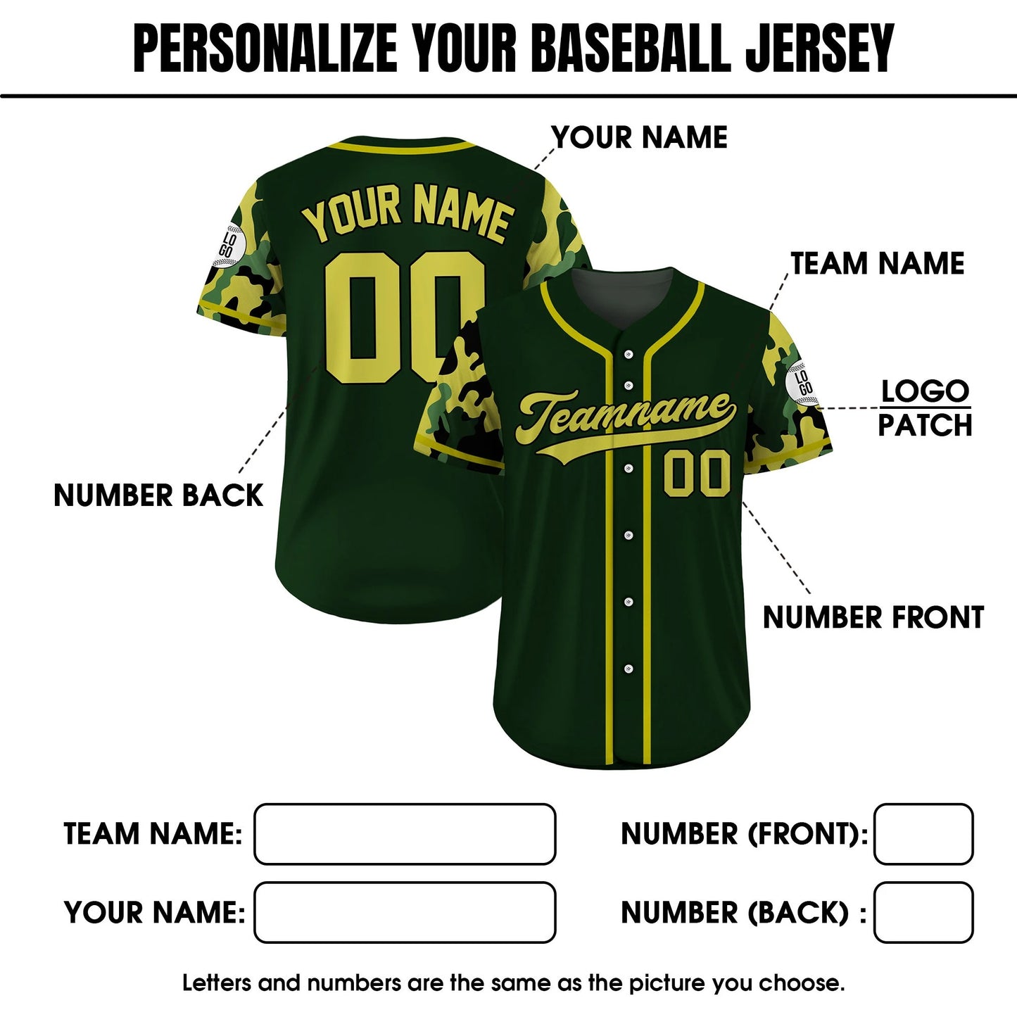 Custom Camo Baseball Jersey Custom Name Number Logo, Personalized Baseball Jersey for Adult Kid, Camouflage Baseball Uniform Forest Green