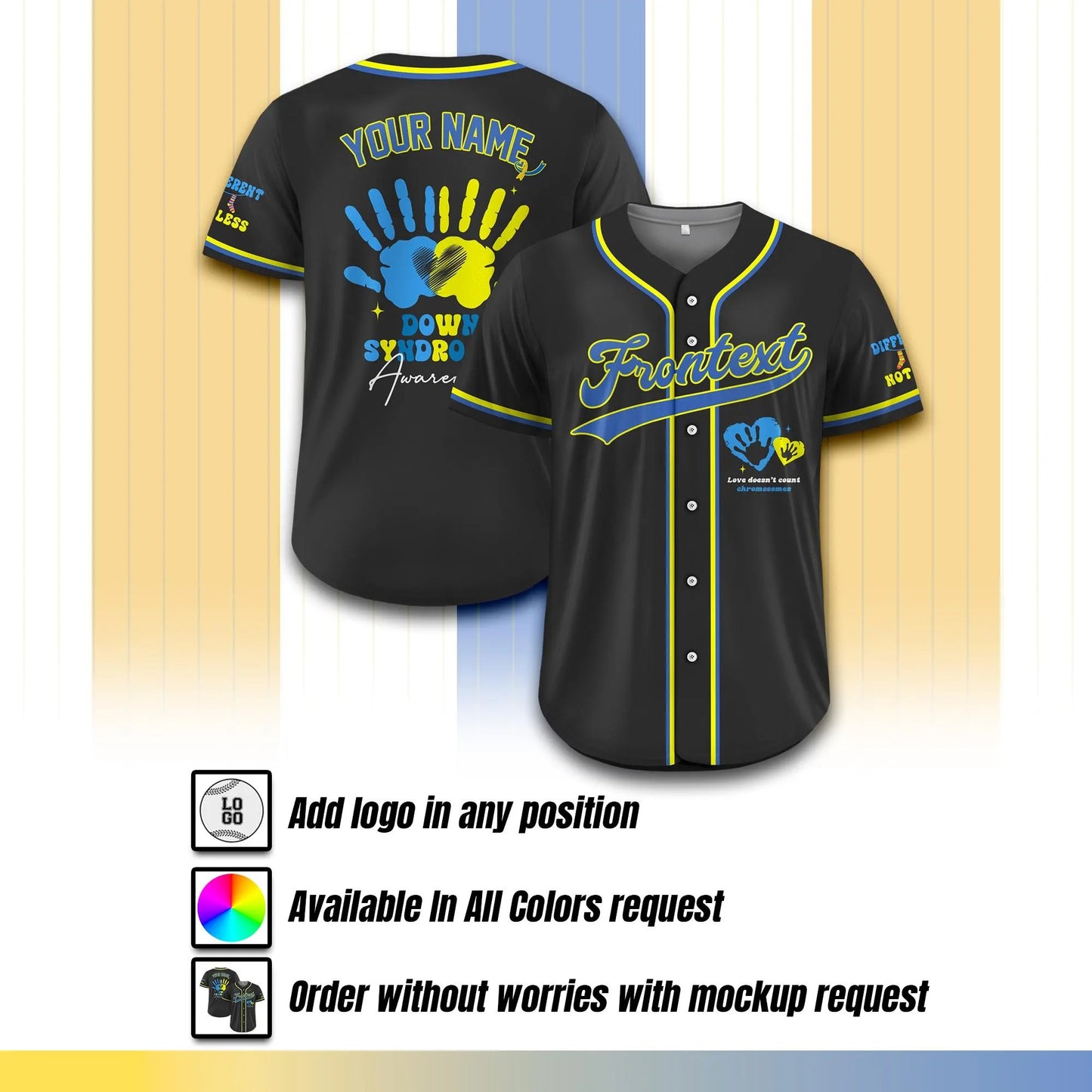Custom Down Syndrome Awareness Baseball Jersey for Men Women Youth Kid, Support Squad T21 Jersey Shirt, Custom World Down Syndrome Day Gift