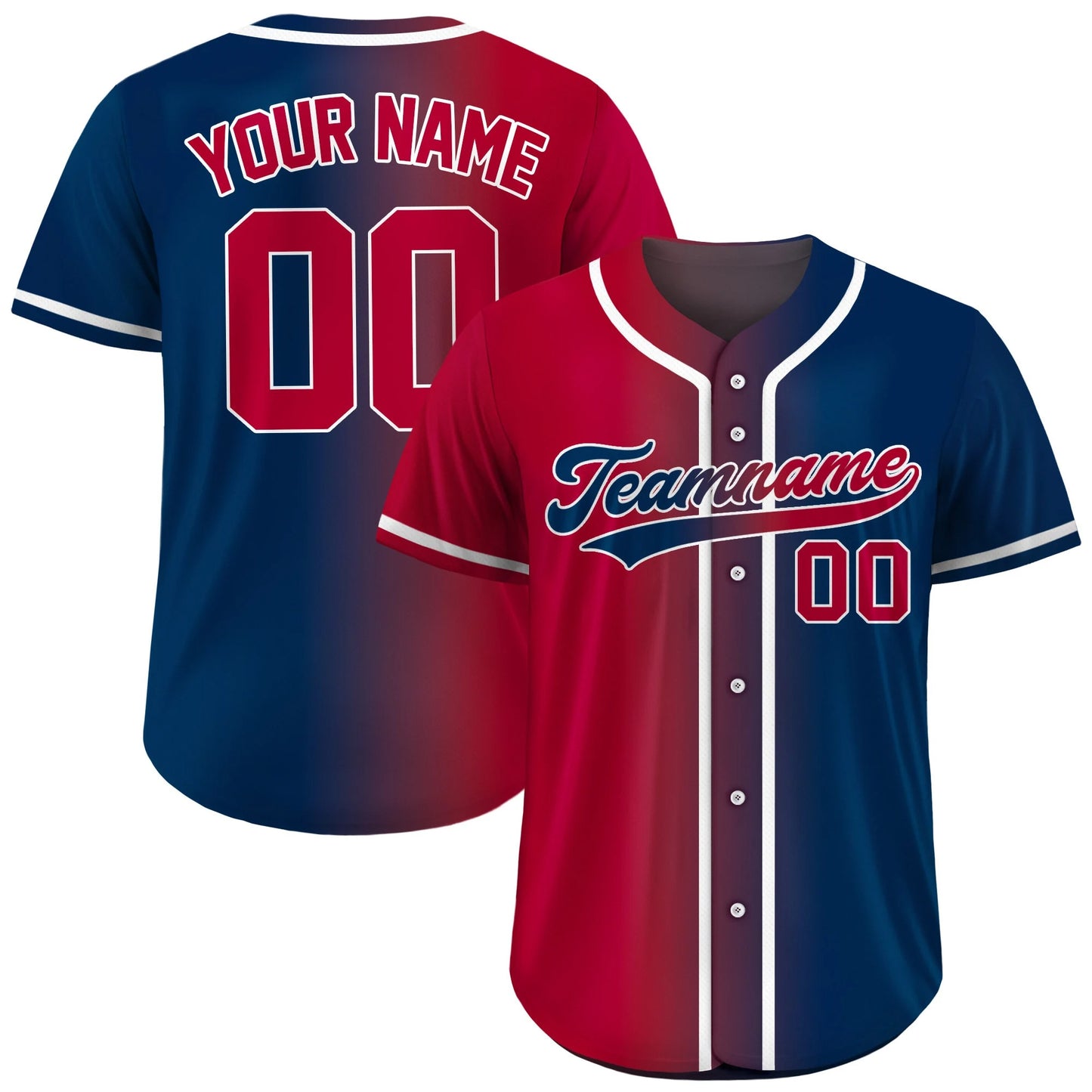 Custom Baseball Jersey Gradient With Teamname Name Number, Custom Jersey Shirt for Men Women Youth Kid, Gift for Baseball Navy Red