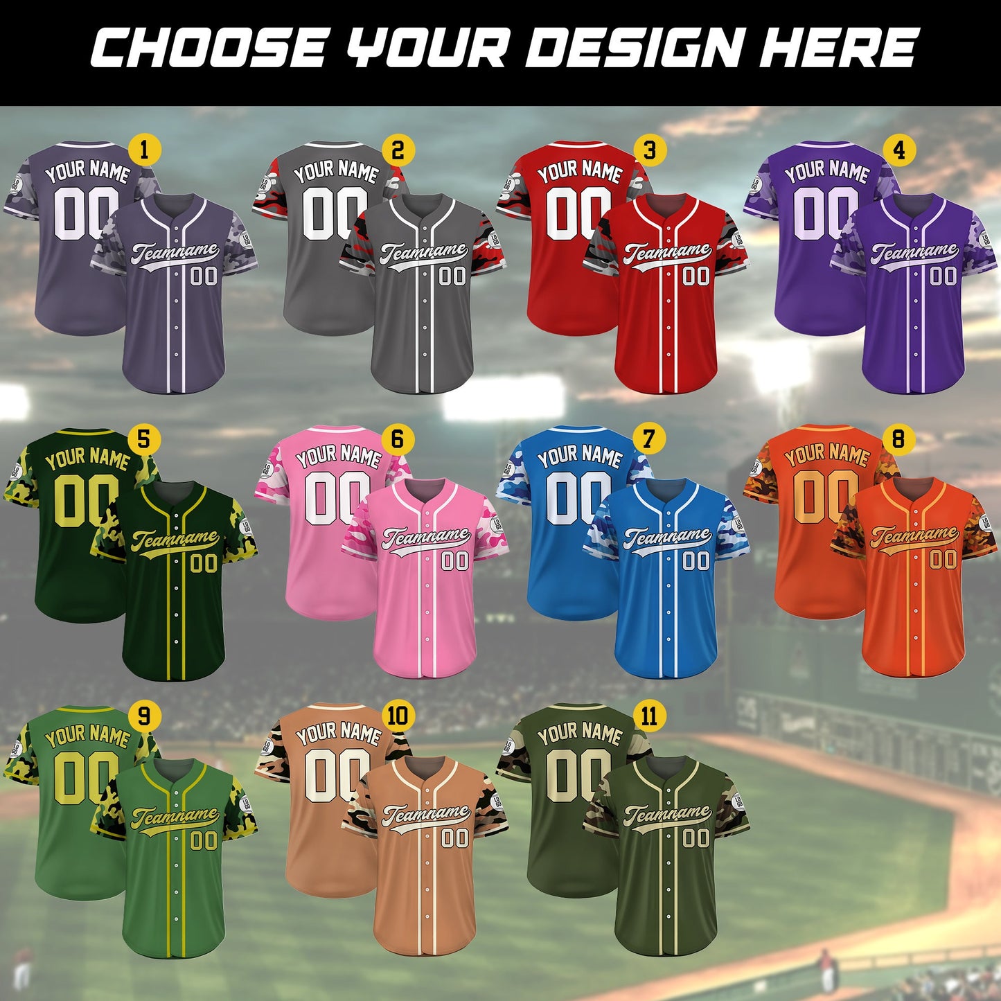 Custom Camo Baseball Jersey Custom Name Number Logo, Personalized Baseball Jersey for Adult Kid, Camouflage Baseball Uniform Forest Green
