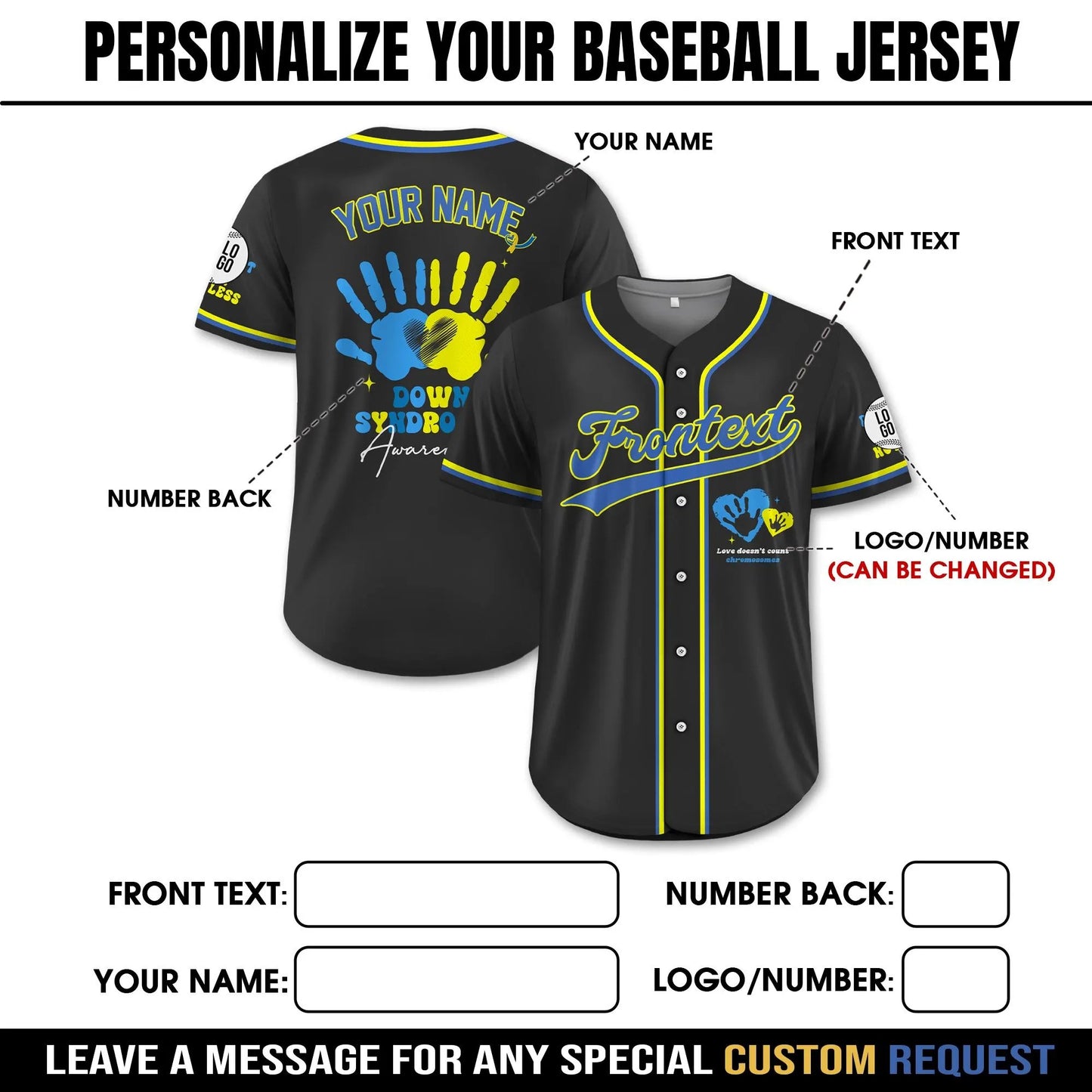 Custom Down Syndrome Awareness Baseball Jersey for Men Women Youth Kid, Support Squad T21 Jersey Shirt, Custom World Down Syndrome Day Gift