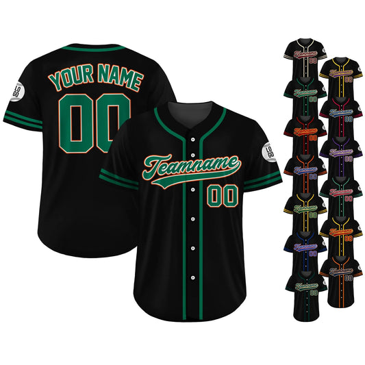 Custom Team Name Number Logo, Custom Baseball Jersey Shirt for Adult Kid, Personalized Baseball Jersey, Black Green Baseball Jersey Uniform