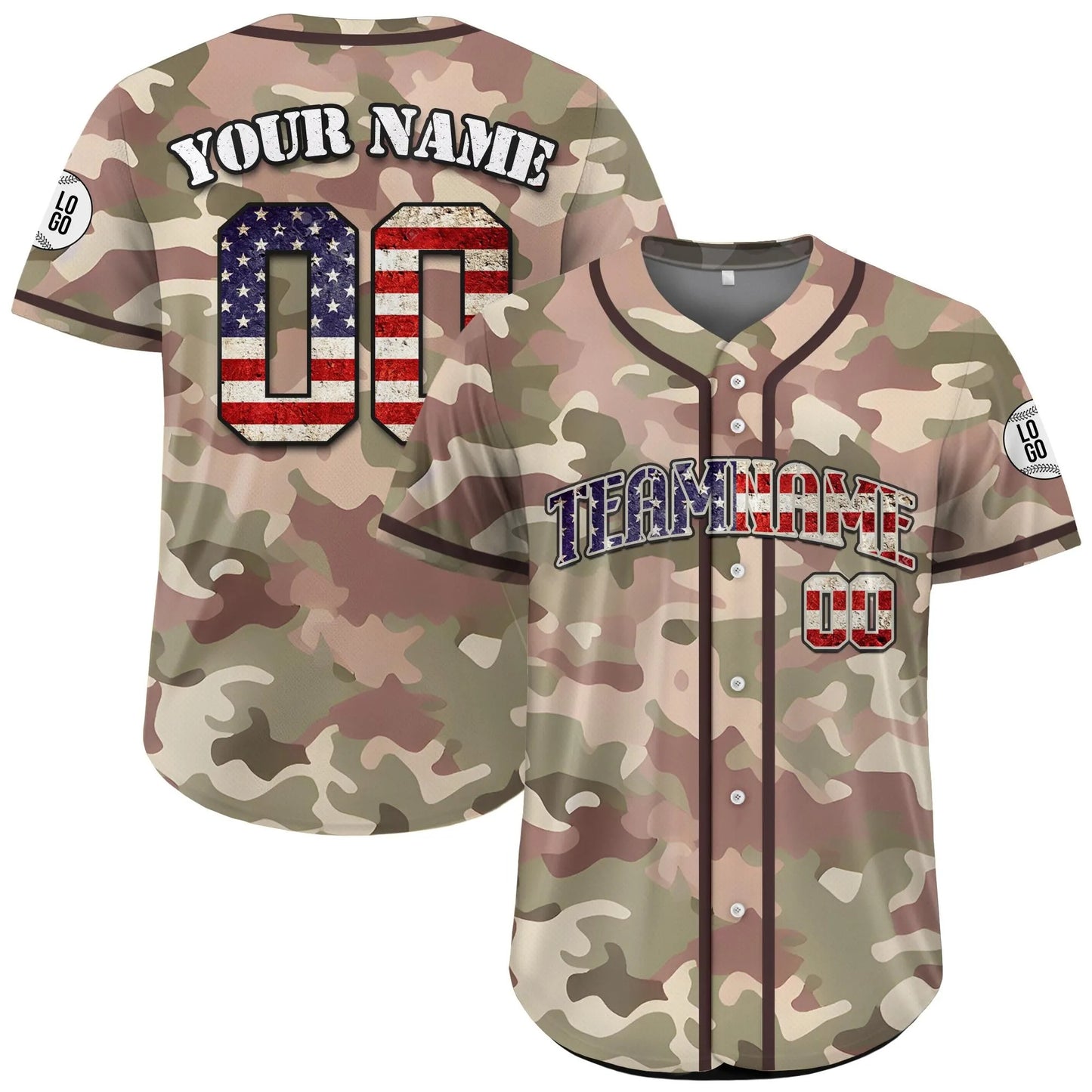 Custom Name Camo Baseball Jersey, Personalized Camouflage Jersey Uniform for Men Women Youth Kid, Patriotic Jersey Gift for Fathers Day
