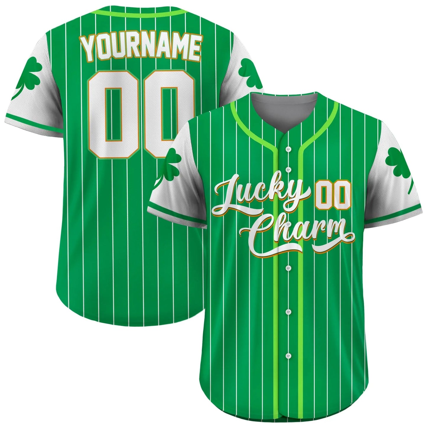 Personalized St Patrick's Day Baseball Jersey With Lucky Charm Shamrock, Custom Name & Number Jersey for Adult Kid, St. Patrick's Day Outfit