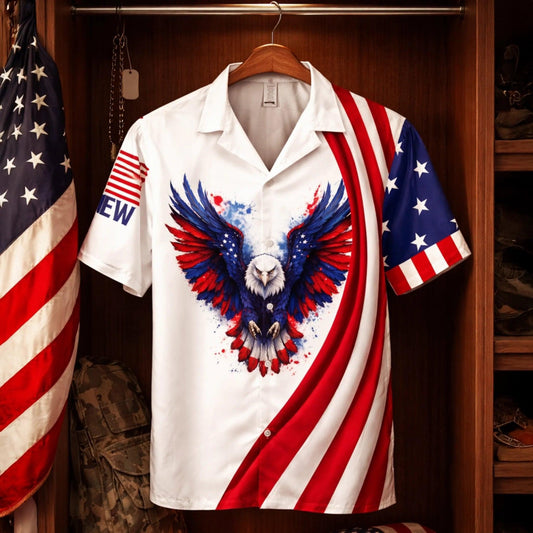 Personalized Hawaiian Shirt America 250th Anniversary 1776-2026, Custom Patriotic Aloha Shirt, 4th of July USA Gift for Men