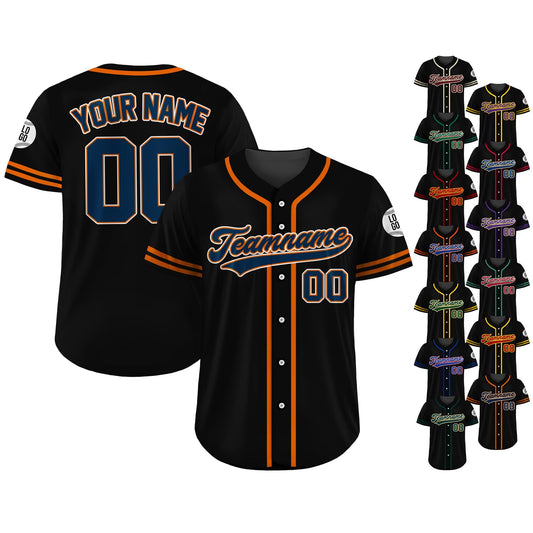 Custom Baseball Jersey Shirt, Custom Team Name Number, Personalized Baseball Jersey for Adult Kid, Black Orange Navy Baseball Jersey Uniform
