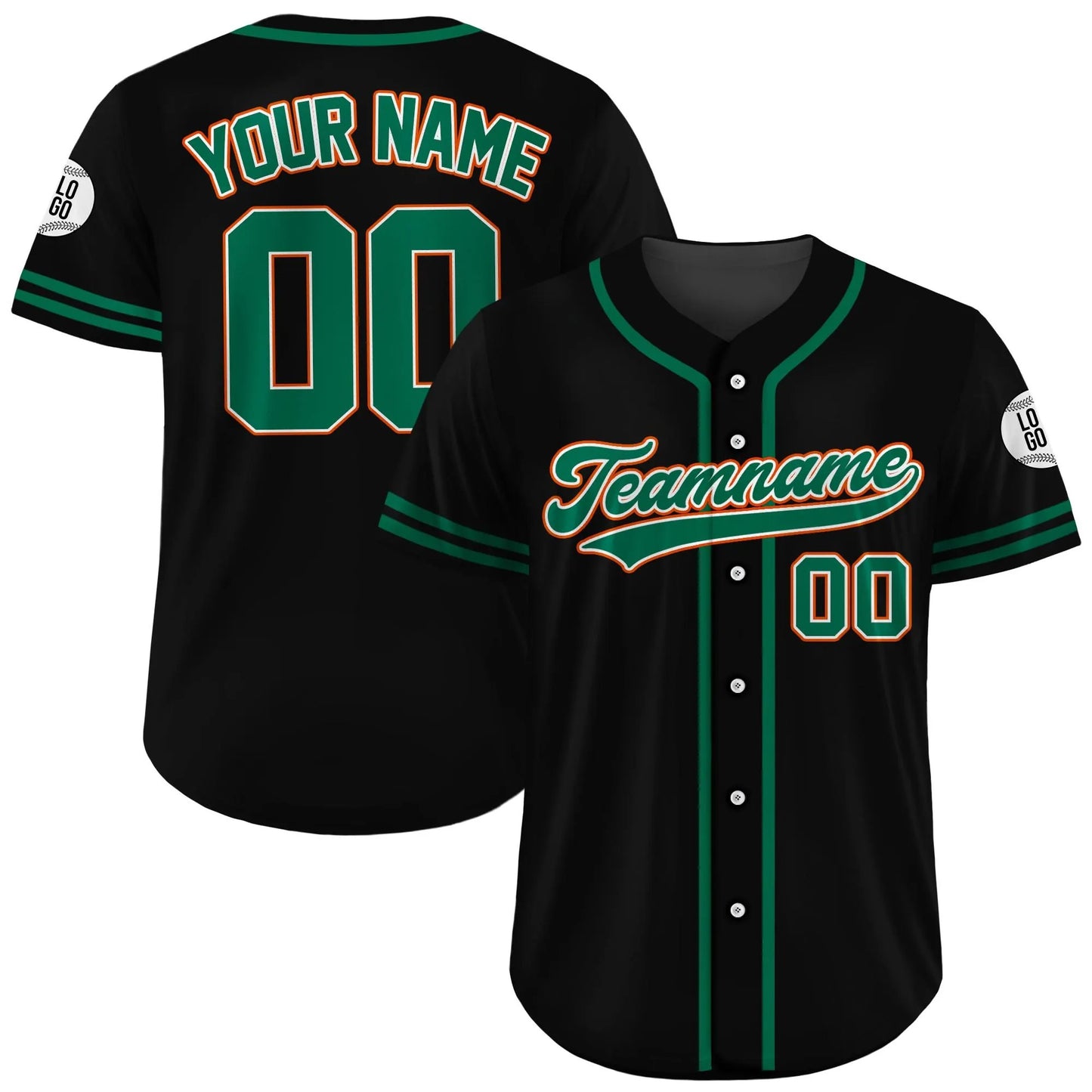 Custom Team Name Number Logo, Custom Baseball Jersey Shirt for Adult Kid, Personalized Baseball Jersey, Black Green Baseball Jersey Uniform