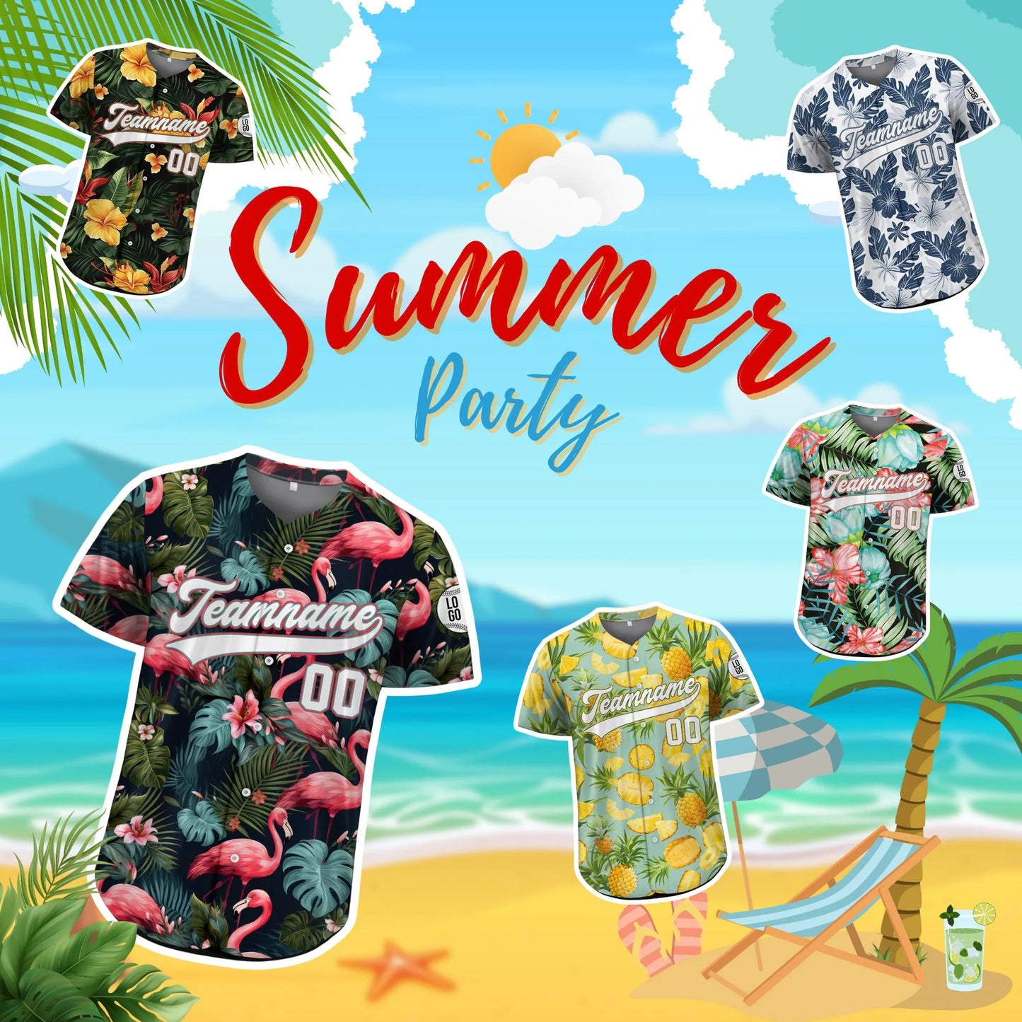 Custom Hawaiian Baseball Jersey With Team Name Number Logo, Personalized Hawaii Floral Shirt for Men Women Youth Preschool Button Shirt