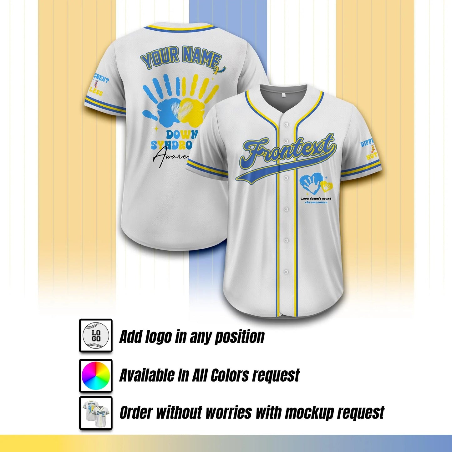 Custom Down Syndrome Awareness Baseball Jersey for Men Women Youth Kid, Support Squad T21 Jersey Shirt, Custom World Down Syndrome Day Gift