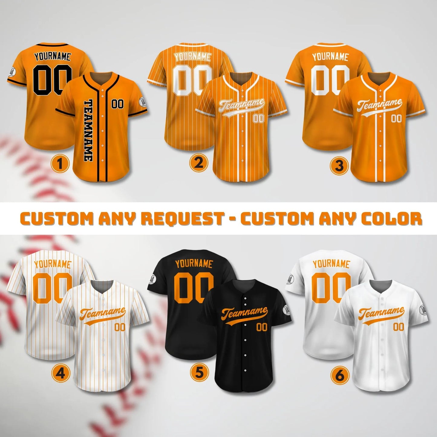Custom Team Name Number Baseball Jersey for Men Women Youth, Personalized Jersey Orange White Black for Baseball Fan, Custom Jersey Request