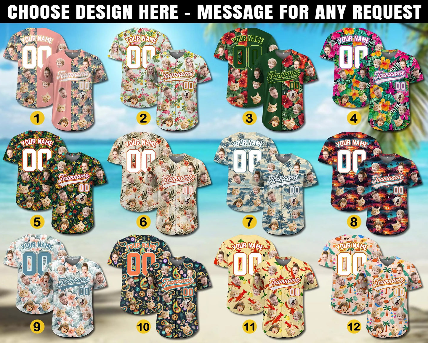 Custom Hawaiian Baseball Jersey With Face Personalized Jersey With Name Number Bachelor Party Shirt Family Matching Tee Crawfish Season